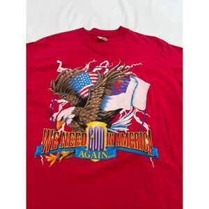 VTG We Need GOD In America Again Red Single Stitch Christian T-Shirt Size Large